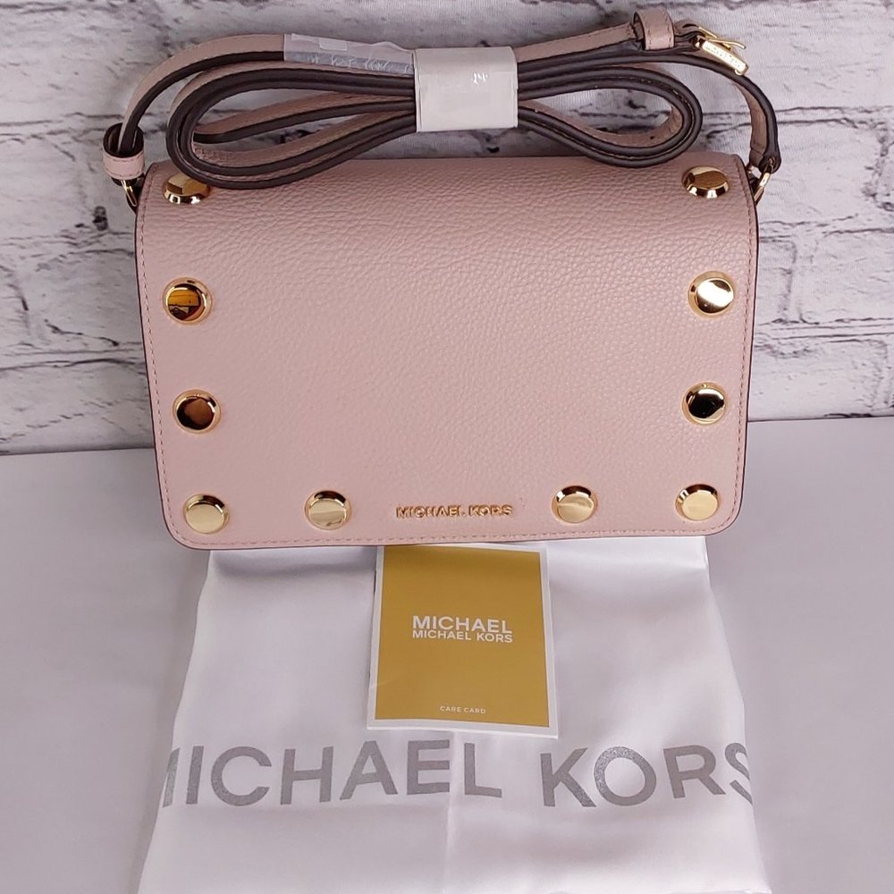 'MICHAEL KORS' 'HOLLY' LEATHER STUDDED CROSSBODY BAGw/MK DUST BAG 2-PIECE SET - Picture 9 of 16